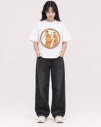 Mockup Boxy Heavyweight Tee White female full-body 13