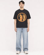 Mockup Boxy Heavyweight Tee Black male full-body 13