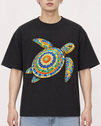 Mockup Boxy Heavyweight Tee Black male close-up 01