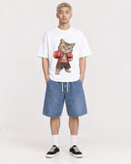 Mockup Boxy Heavyweight Tee White male full-body 33