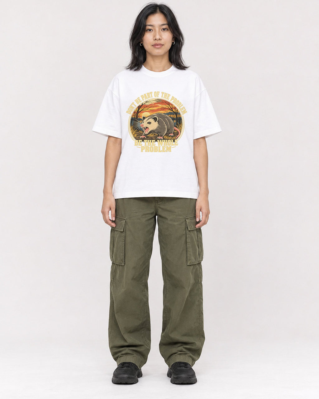 Mockup Boxy Heavyweight Tee White female full-body 22