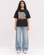 Mockup Boxy Heavyweight Tee Black female full-body 07