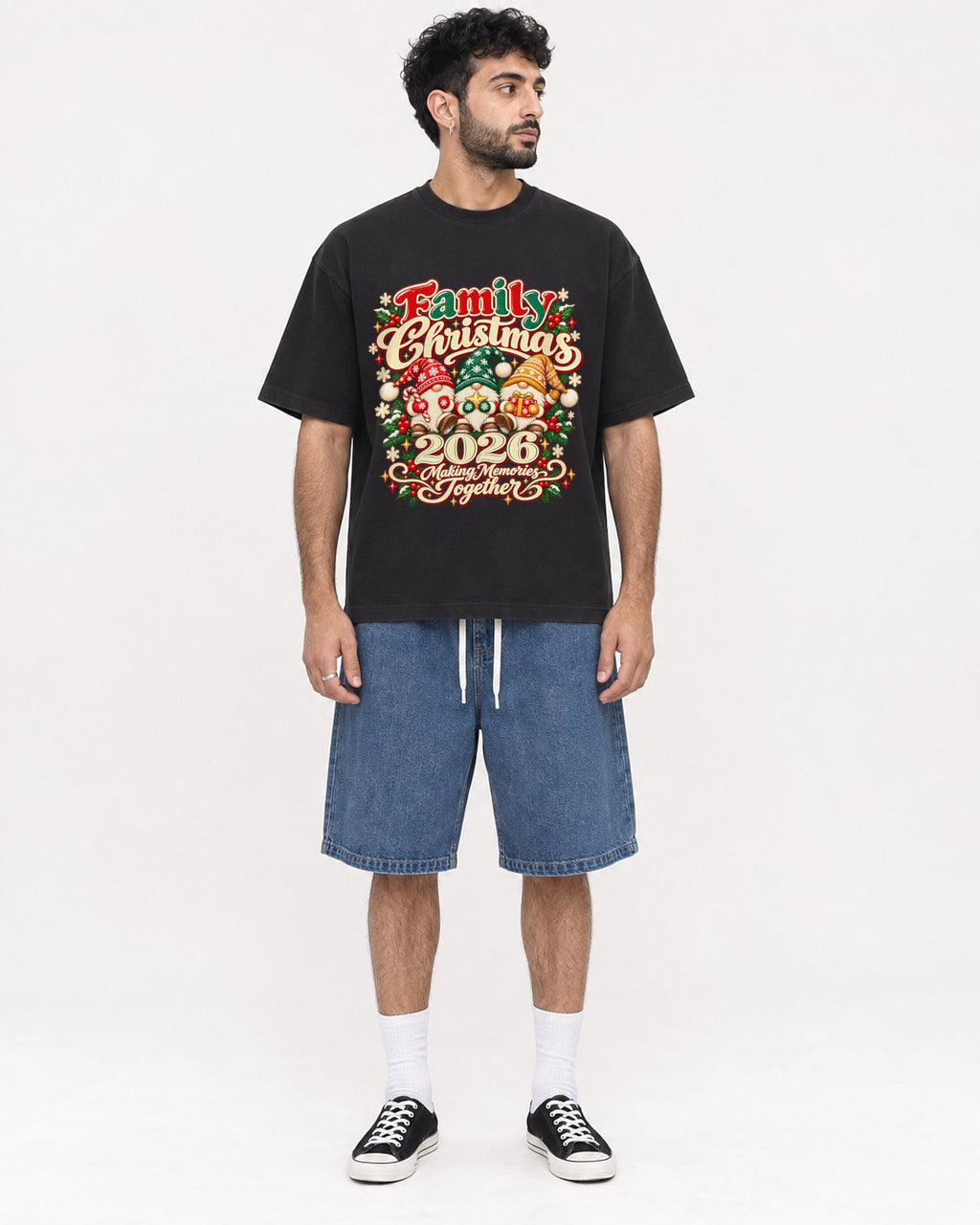 Mockup Boxy Heavyweight Tee Black male full-body 07