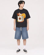 Mockup Boxy Heavyweight Tee Black male full-body 11