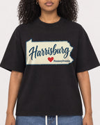 Mockup Boxy Heavyweight Tee Black female close-up 05