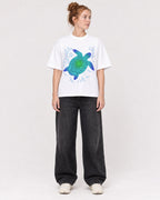 Mockup Boxy Heavyweight Tee White female full-body 28