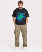 Mockup Boxy Heavyweight Tee Black male full-body 28