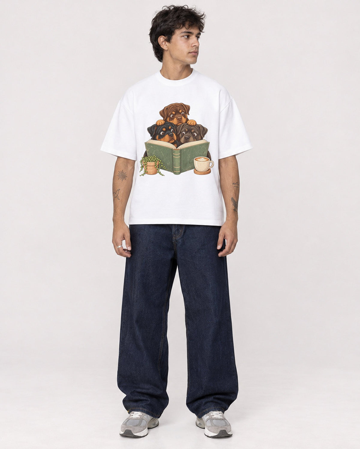 Mockup Boxy Heavyweight Tee White male full-body 06