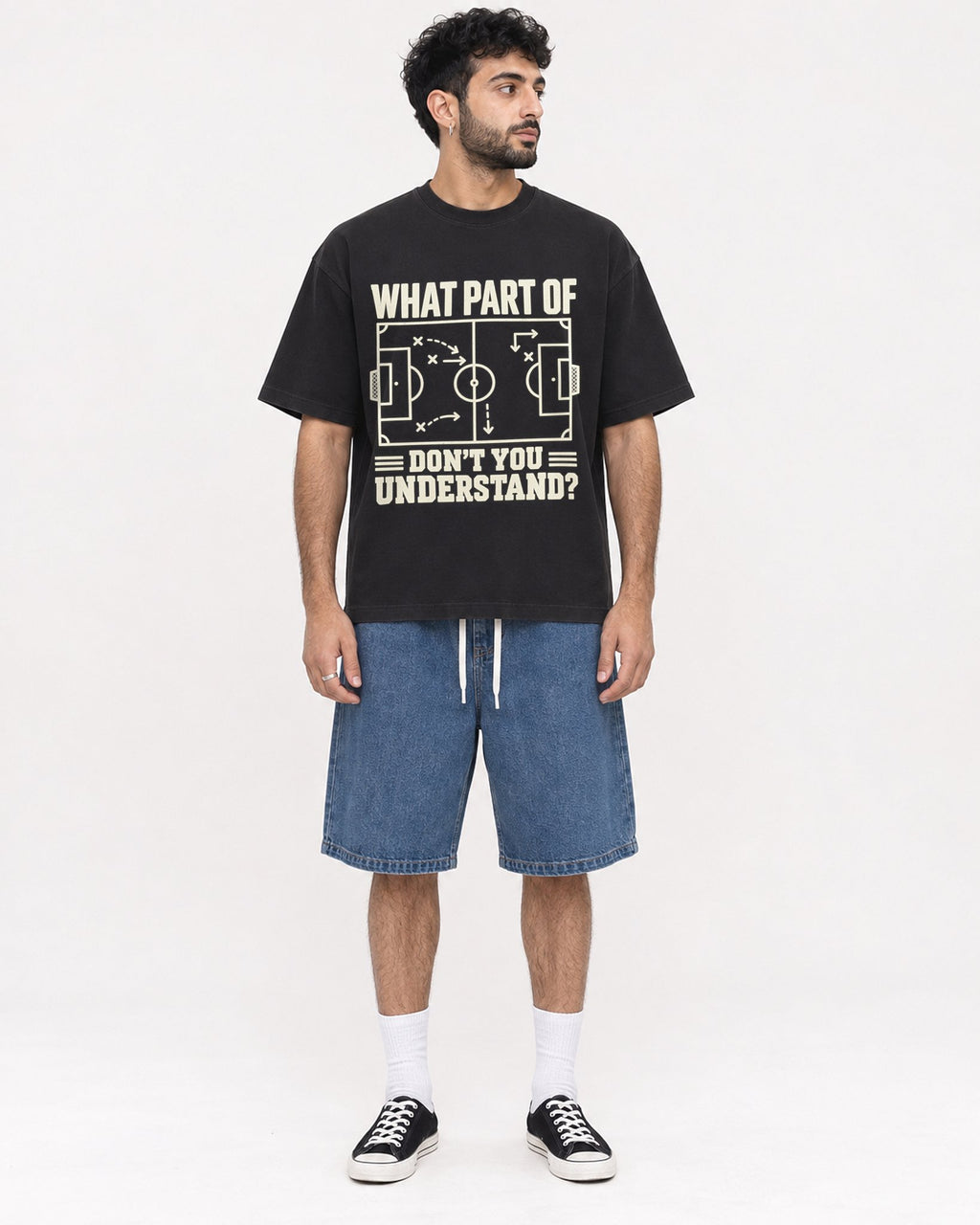 Mockup Boxy Heavyweight Tee Black male full-body 07