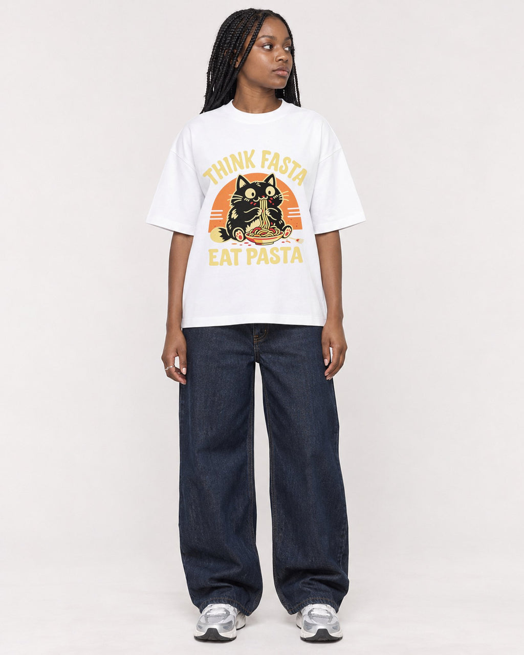 Mockup Boxy Heavyweight Tee White female full-body 04