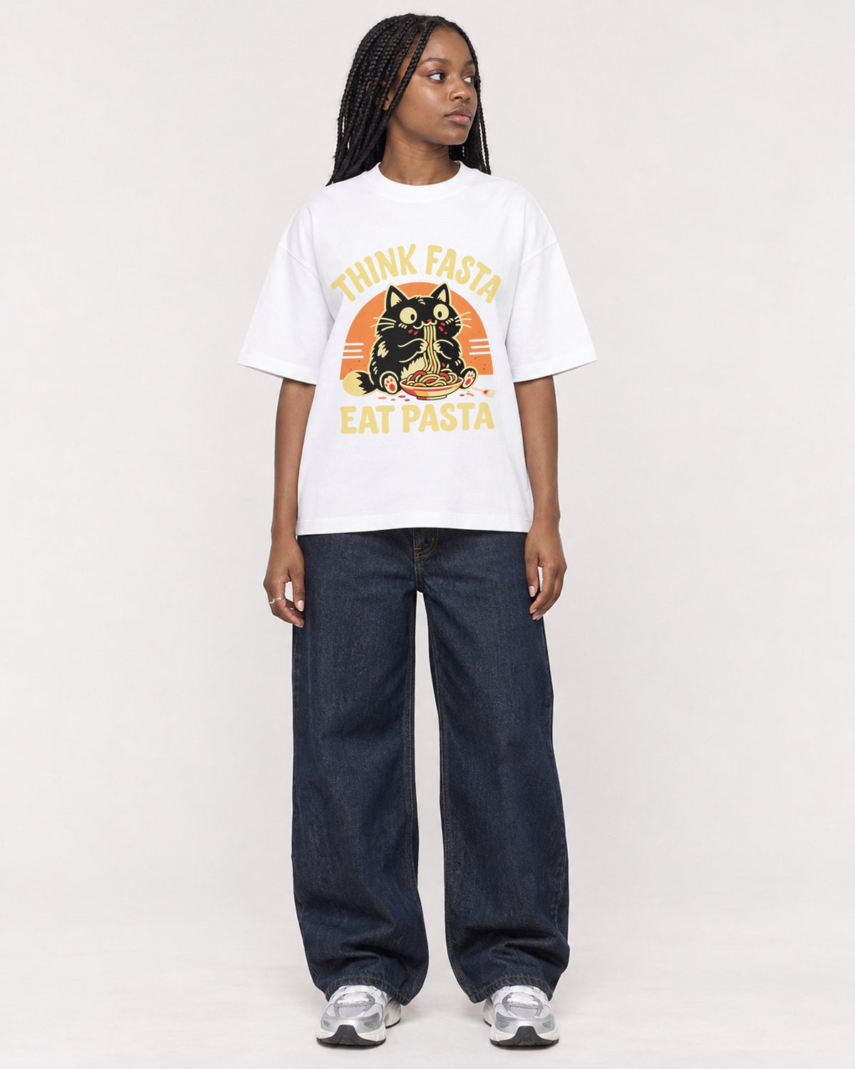 Mockup Boxy Heavyweight Tee White female full-body 04