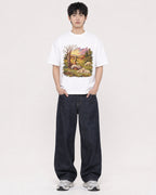 Mockup Boxy Heavyweight Tee White male full-body 01