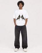 Mockup Boxy Heavyweight Tee White male full-body 45