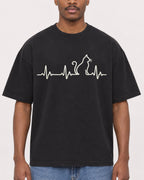 Mockup Boxy Heavyweight Tee Black male close-up 14