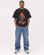 Mockup Boxy Heavyweight Tee Black male full-body 14