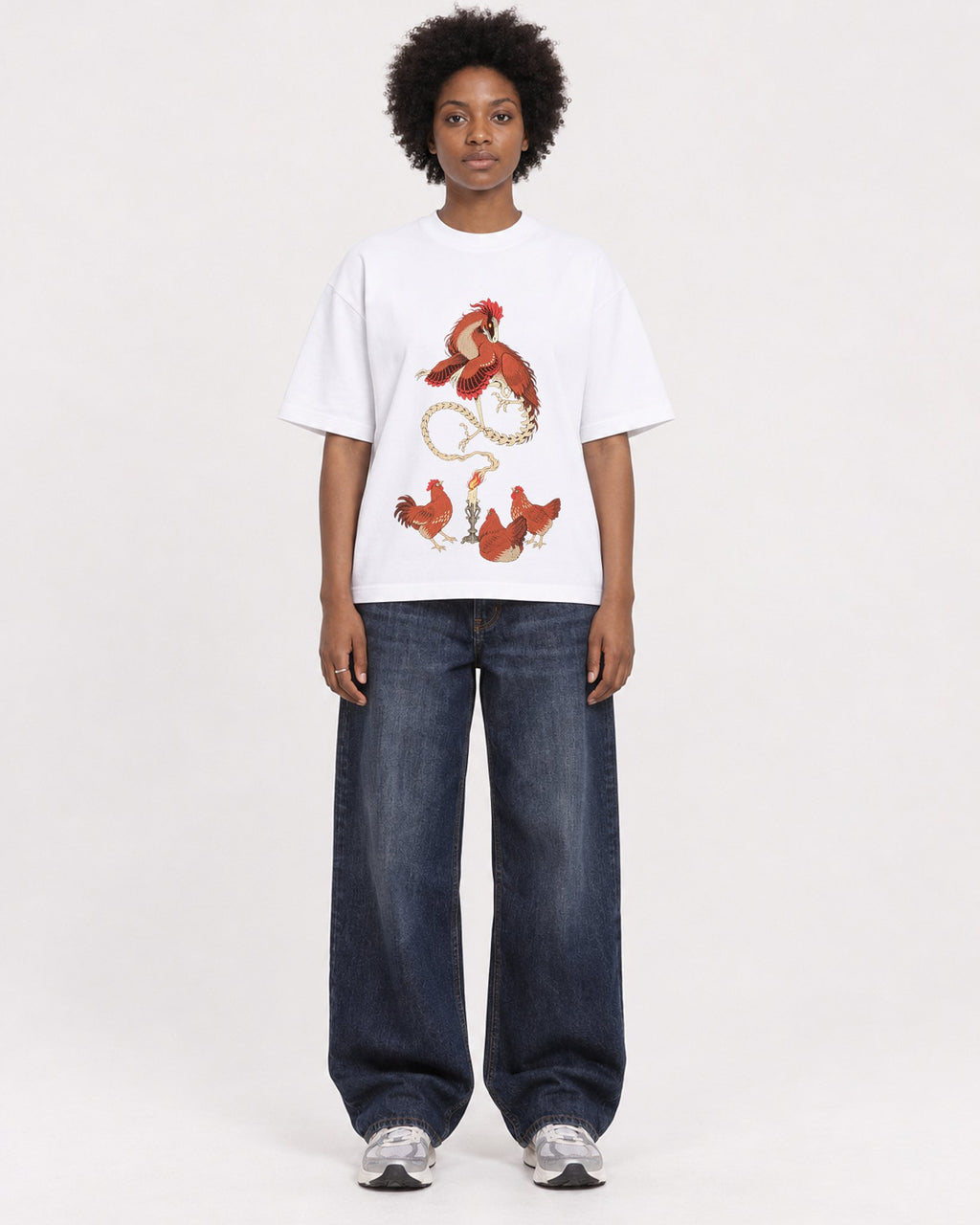 Mockup Boxy Heavyweight Tee White female full-body 14