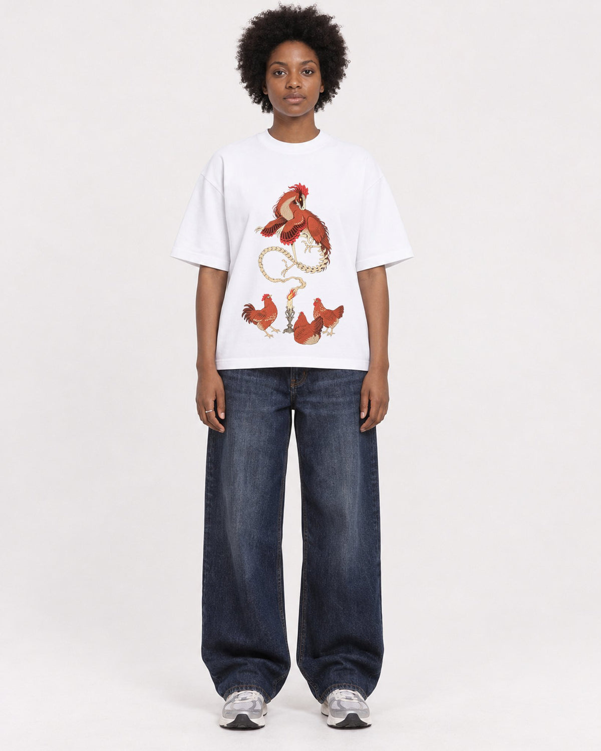 Mockup Boxy Heavyweight Tee White female full-body 14
