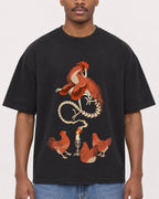 Mockup Boxy Heavyweight Tee Black male close-up 14