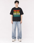 Mockup Boxy Heavyweight Tee Black male full-body 01