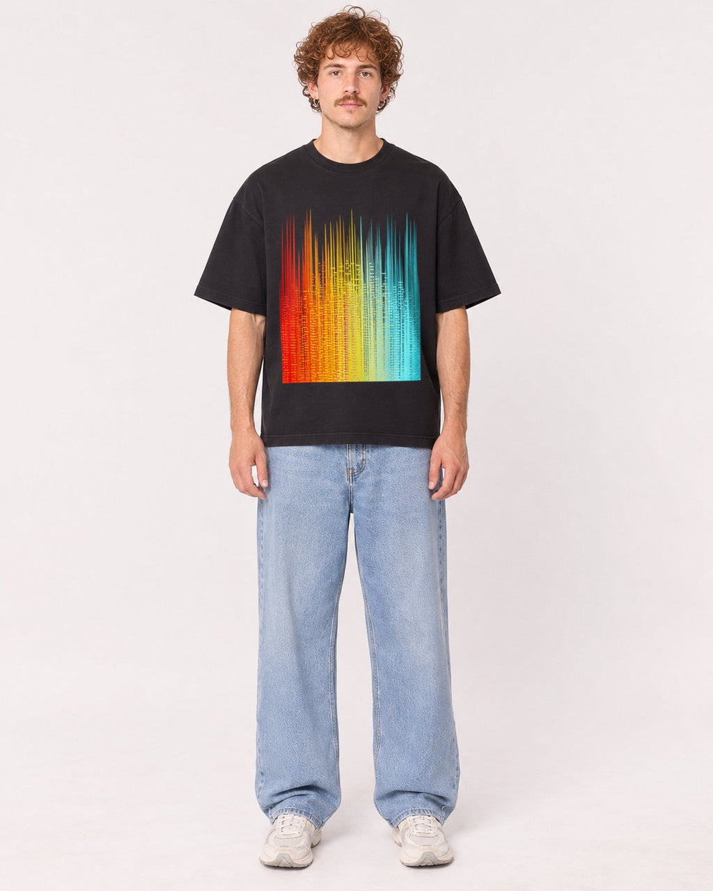 Mockup Boxy Heavyweight Tee Black male full-body 09