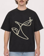 Mockup Boxy Heavyweight Tee Black male close-up 09