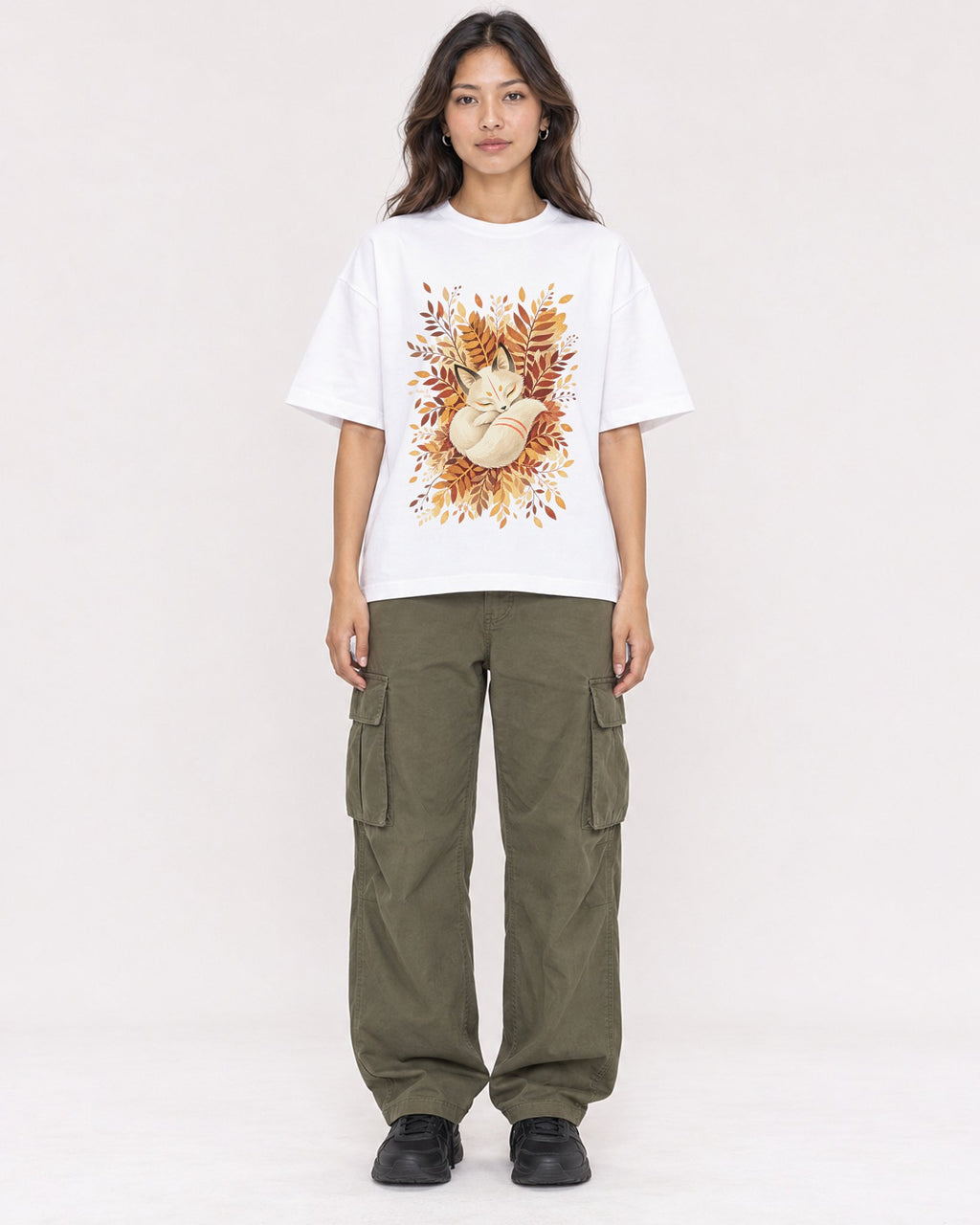 Mockup Boxy Heavyweight Tee White female full-body 02