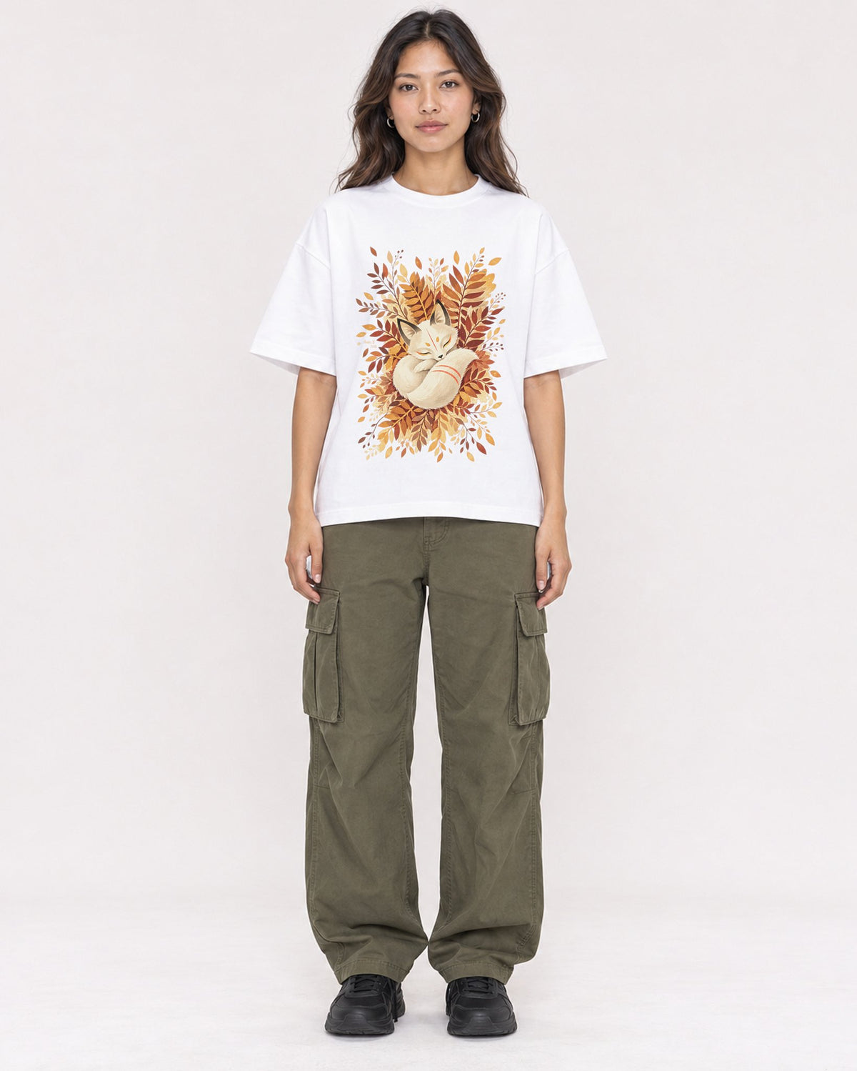 Mockup Boxy Heavyweight Tee White female full-body 02