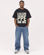 Mockup Boxy Heavyweight Tee Black male full-body 14