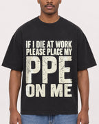 Mockup Boxy Heavyweight Tee Black male close-up 14