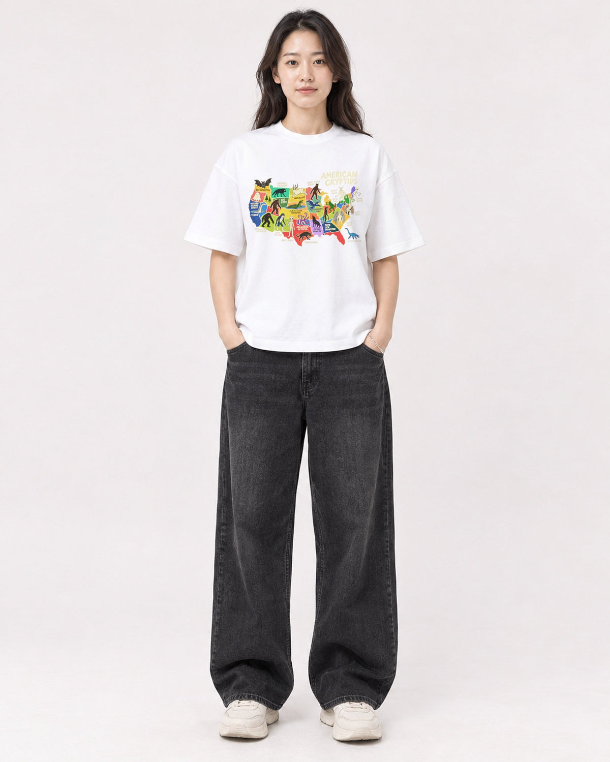 Mockup Boxy Heavyweight Tee White female full-body 03