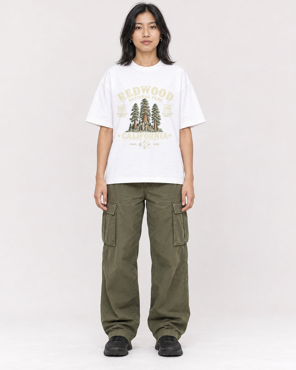 Mockup Boxy Heavyweight Tee White female full-body 22