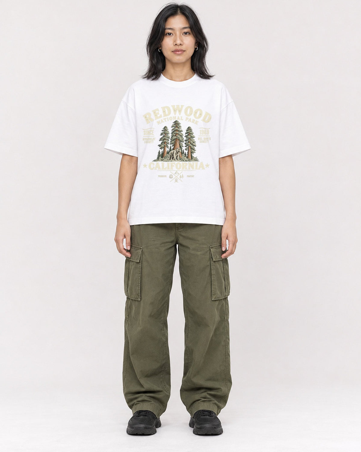 Mockup Boxy Heavyweight Tee White female full-body 22