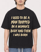 Mockup Boxy Heavyweight Tee Black male close-up 03