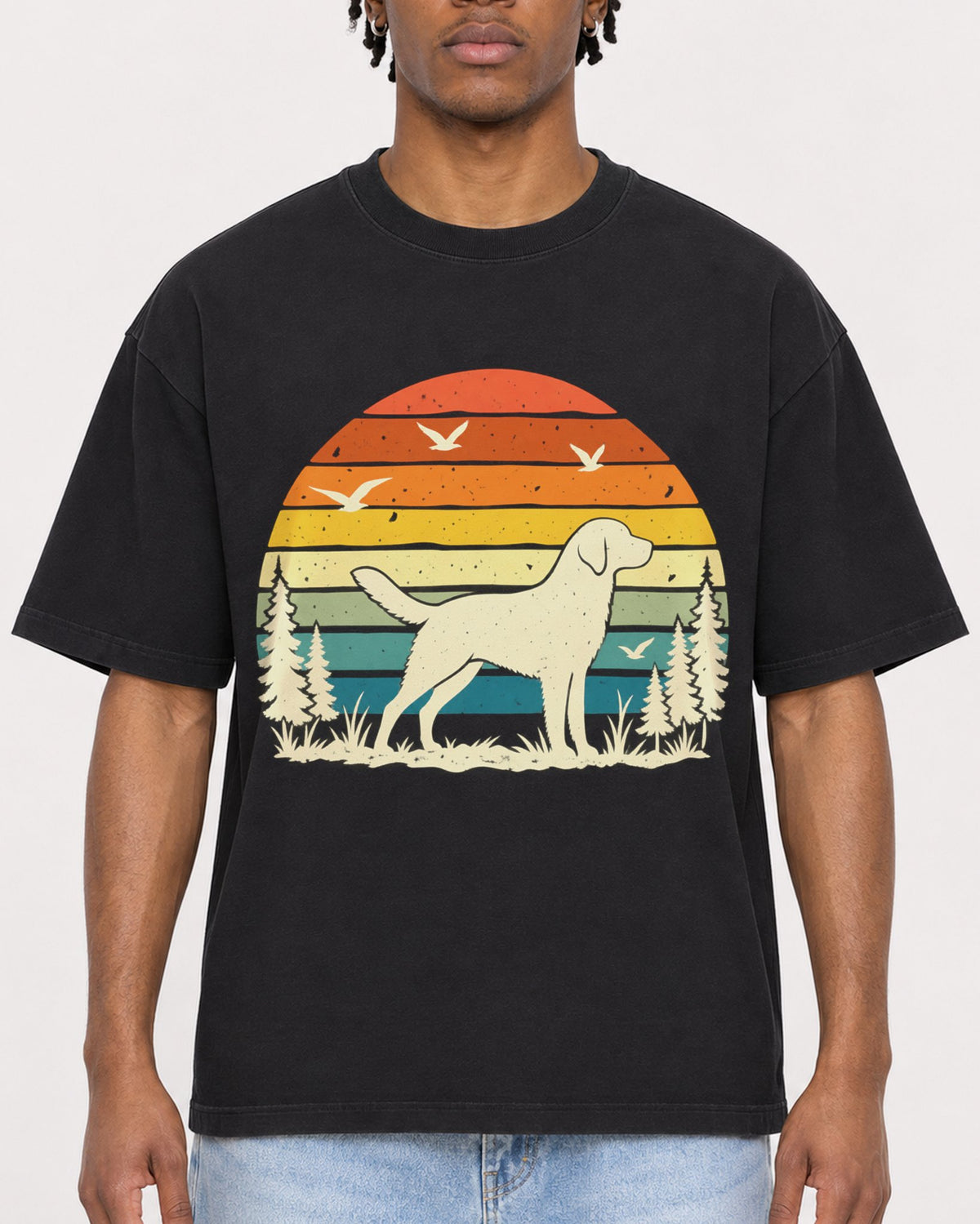 Mockup Boxy Heavyweight Tee Black male close-up 05