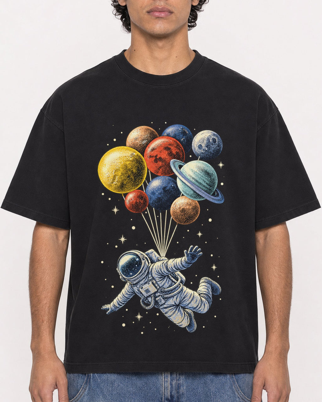 Mockup Boxy Heavyweight Tee Black male close-up 26