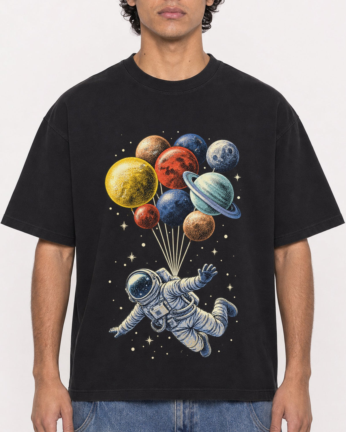 Mockup Boxy Heavyweight Tee Black male close-up 26