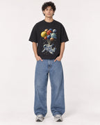 Mockup Boxy Heavyweight Tee Black male full-body 26