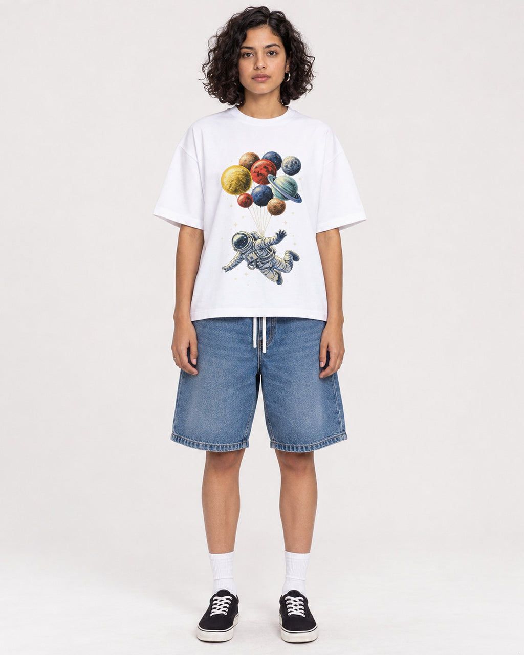 Mockup Boxy Heavyweight Tee White female full-body 26