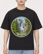 Mockup Boxy Heavyweight Tee Black male close-up 01
