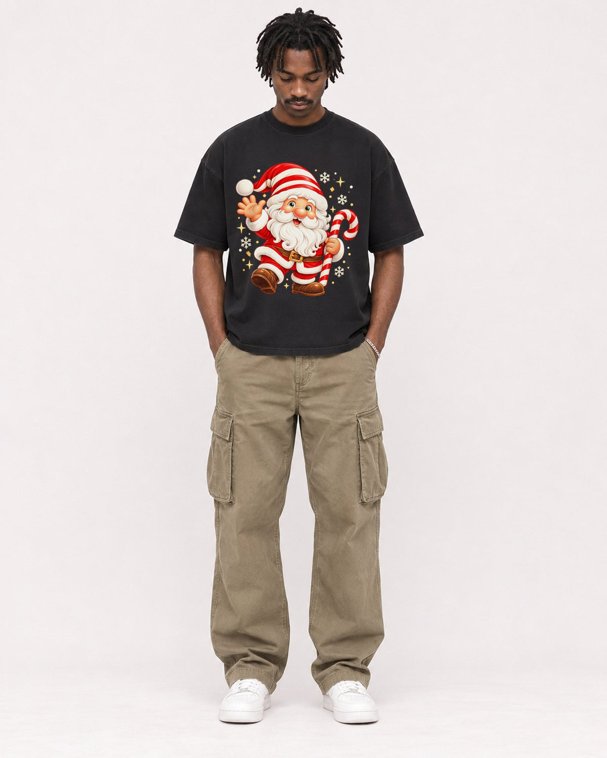 Mockup Boxy Heavyweight Tee Black male full-body 04