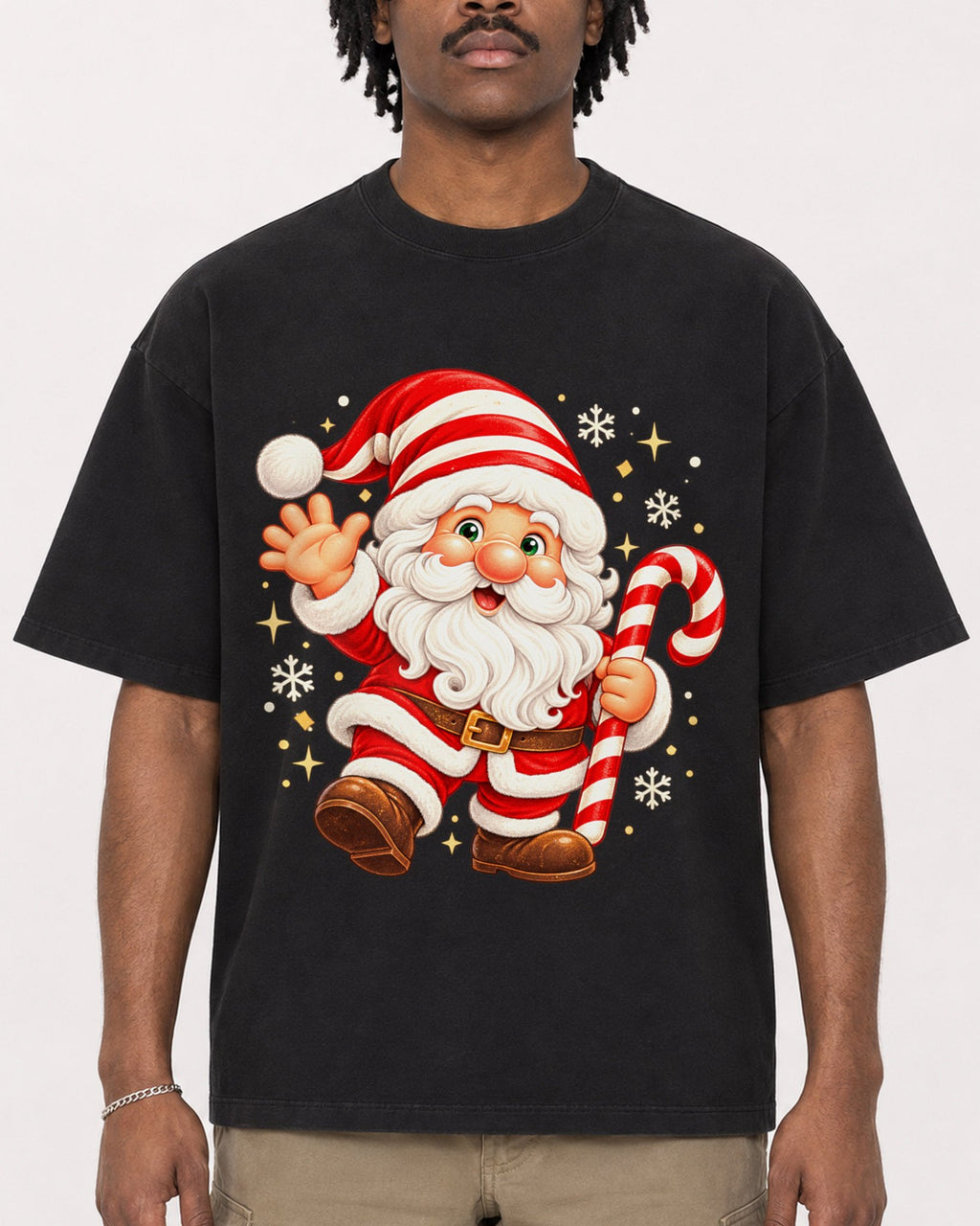 Mockup Boxy Heavyweight Tee Black male close-up 04