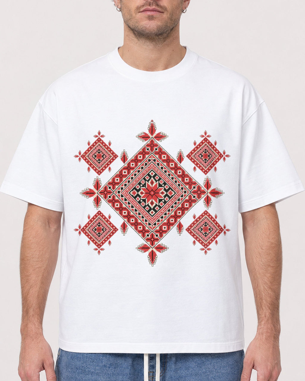 Mockup Boxy Heavyweight Tee White male close-up 08