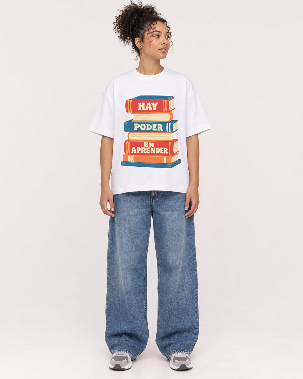 Mockup Boxy Heavyweight Tee White female full-body 20
