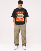 Mockup Boxy Heavyweight Tee Black male full-body 20