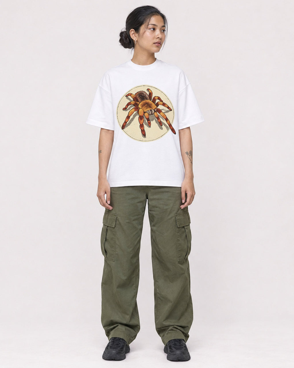 Mockup Boxy Heavyweight Tee White female full-body 12