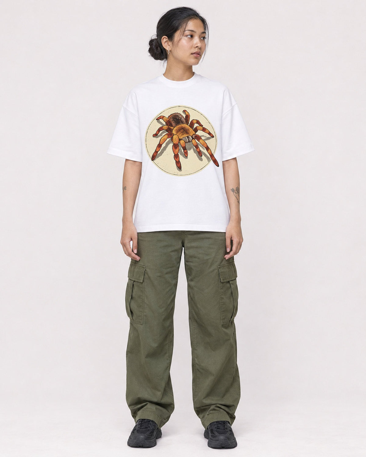 Mockup Boxy Heavyweight Tee White female full-body 12