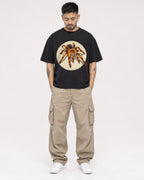 Mockup Boxy Heavyweight Tee Black male full-body 12