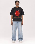 Mockup Boxy Heavyweight Tee Black male full-body 05