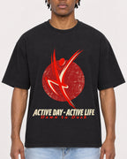 Mockup Boxy Heavyweight Tee Black male close-up 05