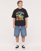 Mockup Boxy Heavyweight Tee Black male full-body 19